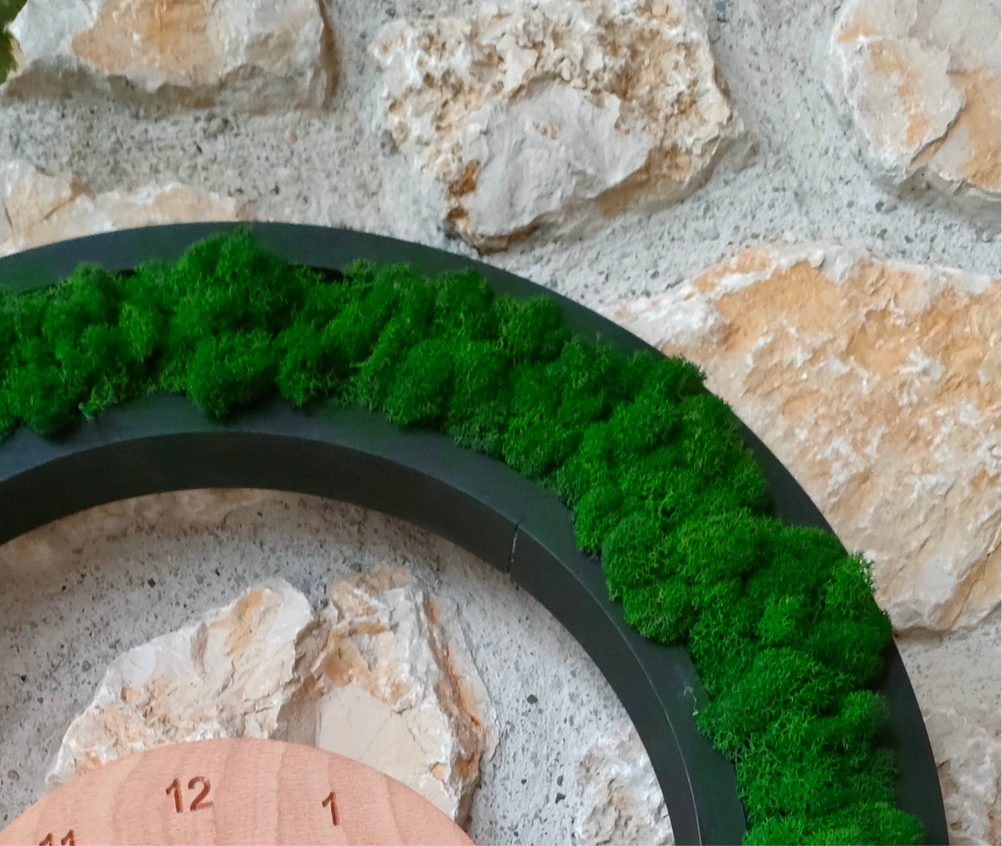 Qui e Ora - Orologio Vegetale “Vivi il Presente” – lichene stabilizzato ,dettaglio