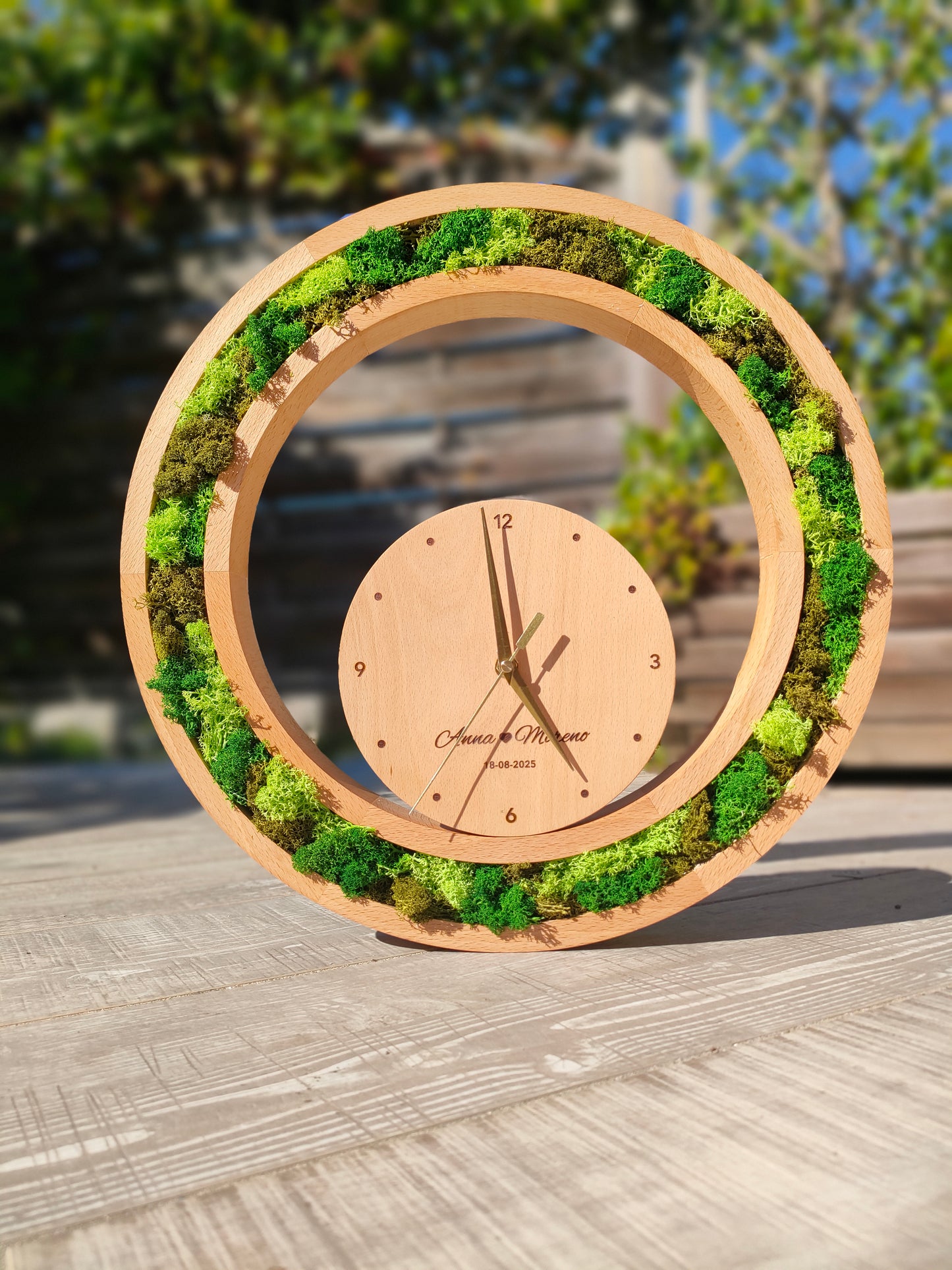 Orologio botanico con licheni stabilizzati con quadrante personalizzato