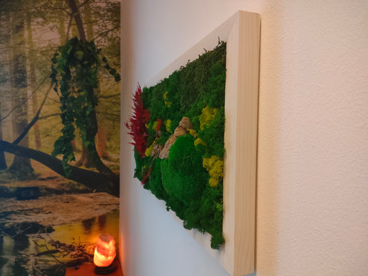 Giardino Zen con foglie di acero rosso – eleganza e quiete in una cornice