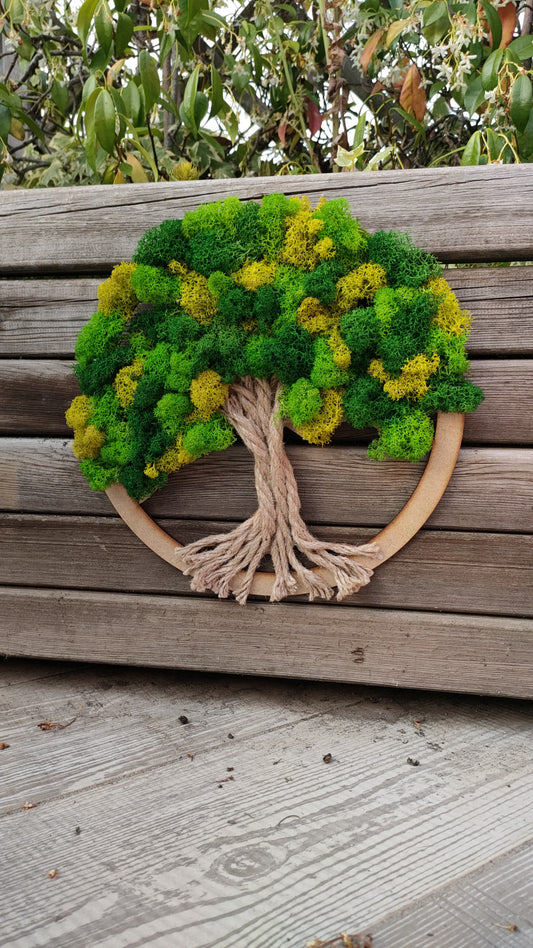 Albero della Vita in licheni stabilizzati, quadro vegetale artigianale