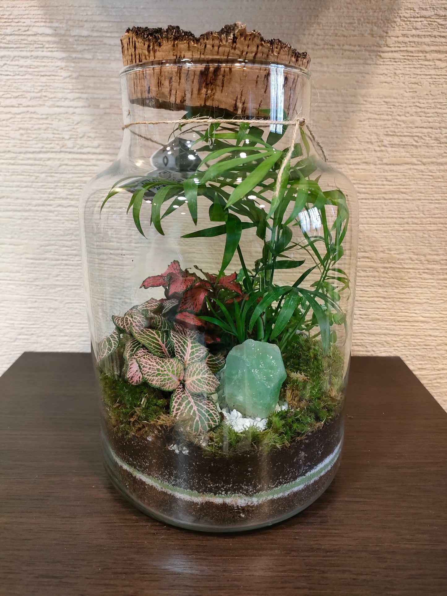 Terrarium con Calcite Verde