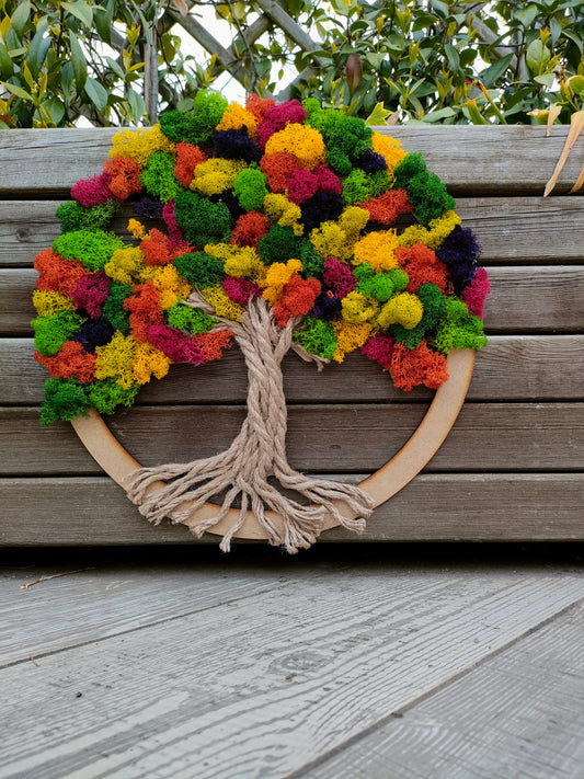 Albero della Vita in licheni stabilizzati, quadro vegetale artigianale